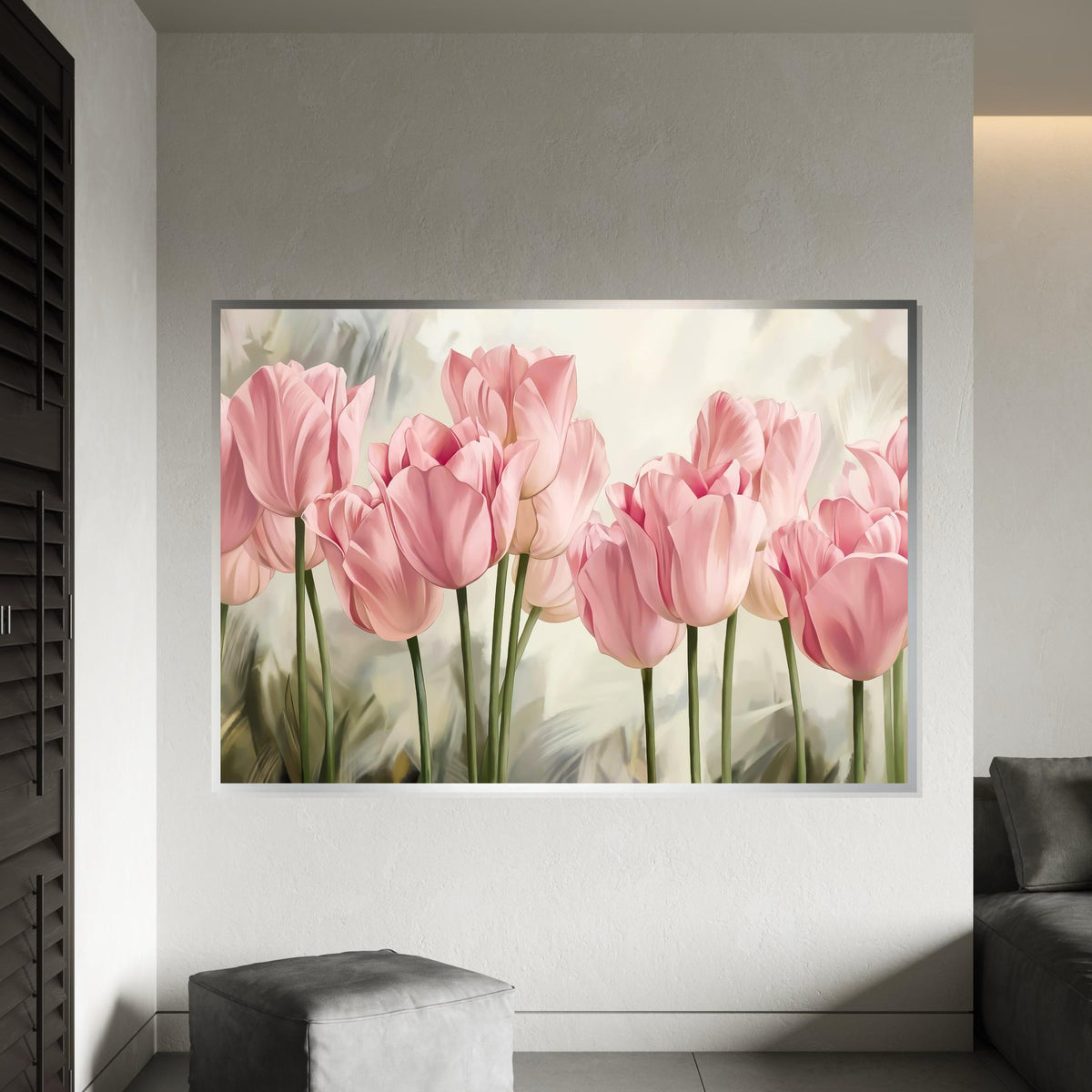 Blush Tulip Canvas, Pink Flower Wall Art, Floral Print, Tulip Canvas Design, Nature Wall Decor, Ready to Hang, Garden Bloom Poster