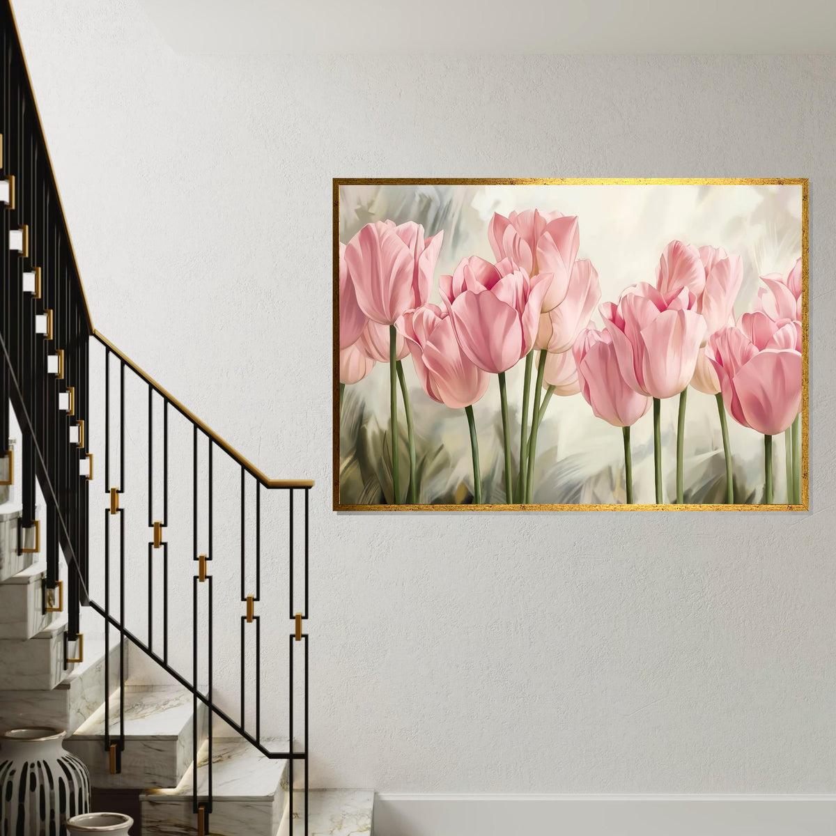 Blush Tulip Canvas, Pink Flower Wall Art, Floral Print, Tulip Canvas Design, Nature Wall Decor, Ready to Hang, Garden Bloom Poster
