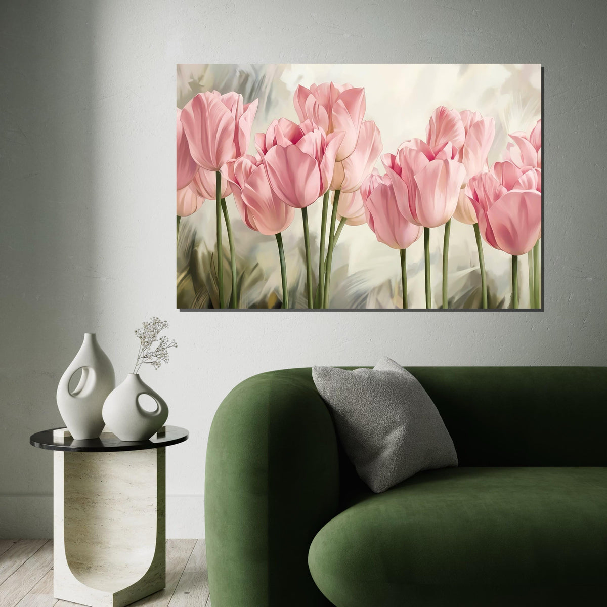 Blush Tulip Canvas, Pink Flower Wall Art, Floral Print, Tulip Canvas Design, Nature Wall Decor, Ready to Hang, Garden Bloom Poster
