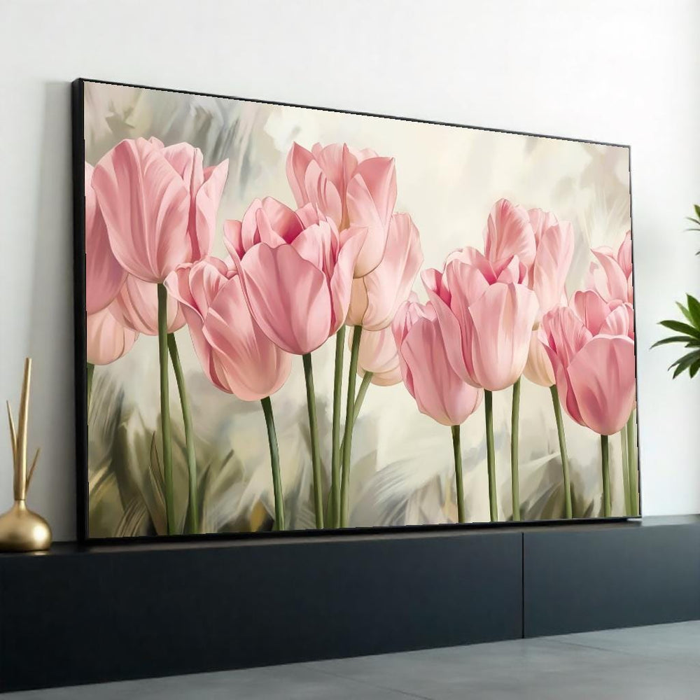 Blush Tulip Canvas, Pink Flower Wall Art, Floral Print, Tulip Canvas Design, Nature Wall Decor, Ready to Hang, Garden Bloom Poster