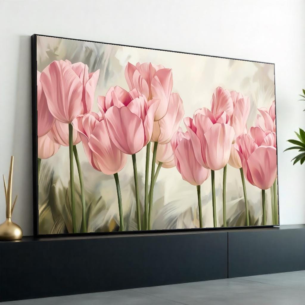 Blush Tulip Canvas, Pink Flower Wall Art, Floral Print, Tulip Canvas Design, Nature Wall Decor, Ready to Hang, Garden Bloom Poster