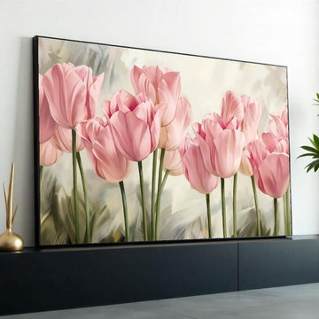 Blush Tulip Canvas, Pink Flower Wall Art, Floral Print, Tulip Canvas Design, Nature Wall Decor, Ready to Hang, Garden Bloom Poster