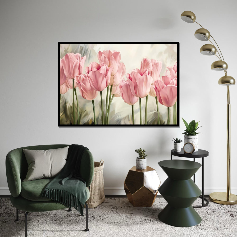 Blush Tulip Canvas, Pink Flower Wall Art, Floral Print, Tulip Canvas Design, Nature Wall Decor, Ready to Hang, Garden Bloom Poster