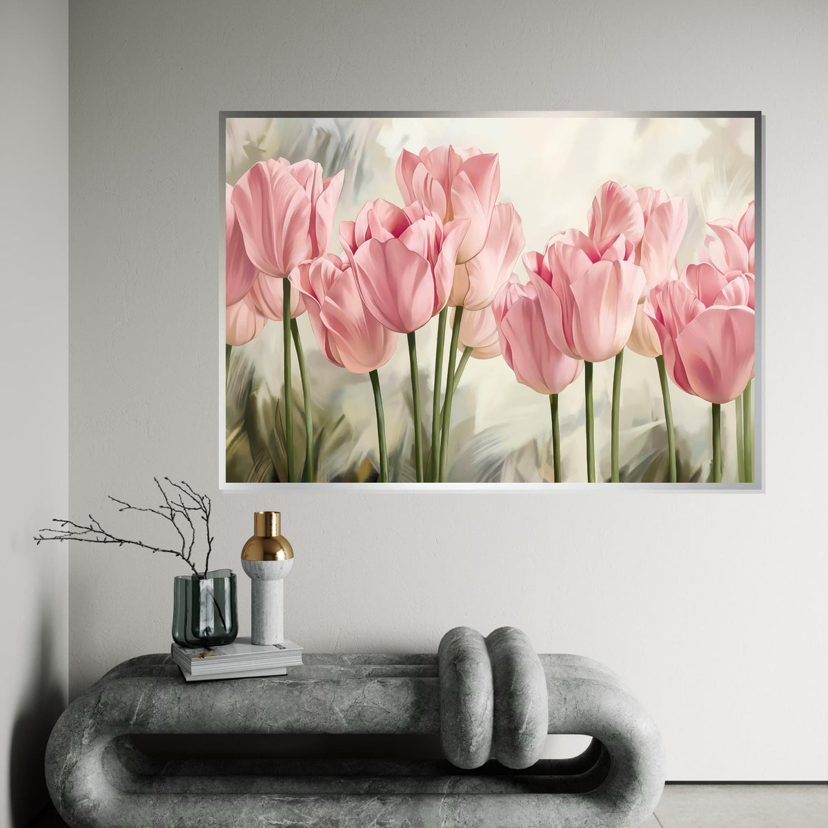 Blush Tulip Canvas, Pink Flower Wall Art, Floral Print, Tulip Canvas Design, Nature Wall Decor, Ready to Hang, Garden Bloom Poster