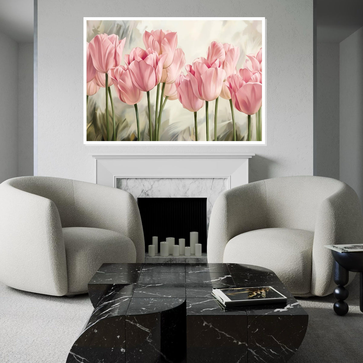 Blush Tulip Canvas, Pink Flower Wall Art, Floral Print, Tulip Canvas Design, Nature Wall Decor, Ready to Hang, Garden Bloom Poster