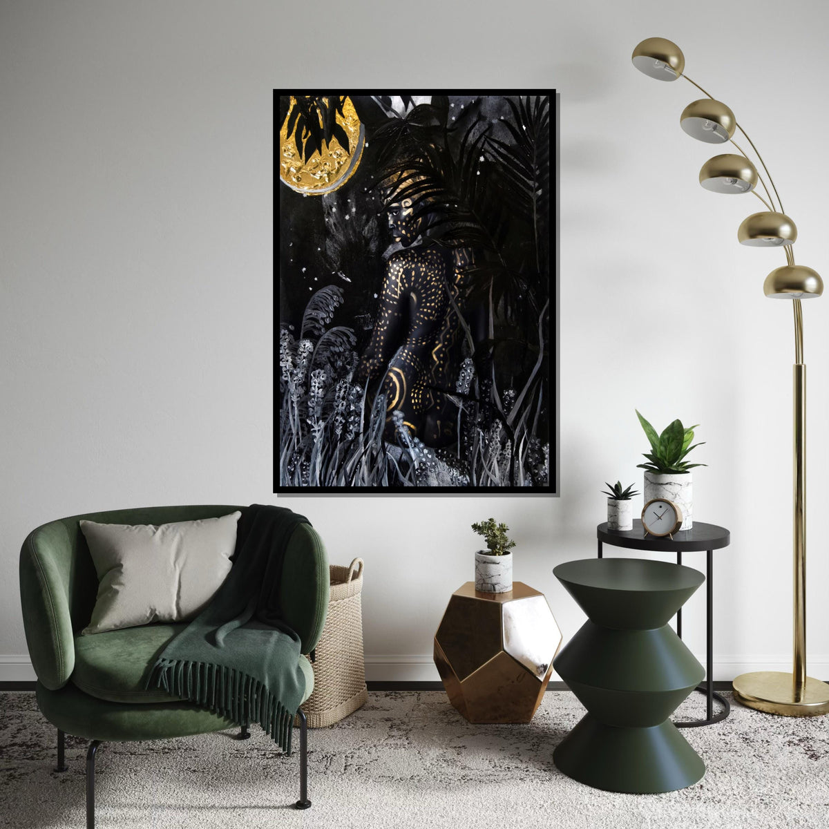 Midnight Jungle Silhouette Canvas, Abstract Nature Art, Ethereal Wall Print, Art Canvas Design, Ready To Hang Home Décor