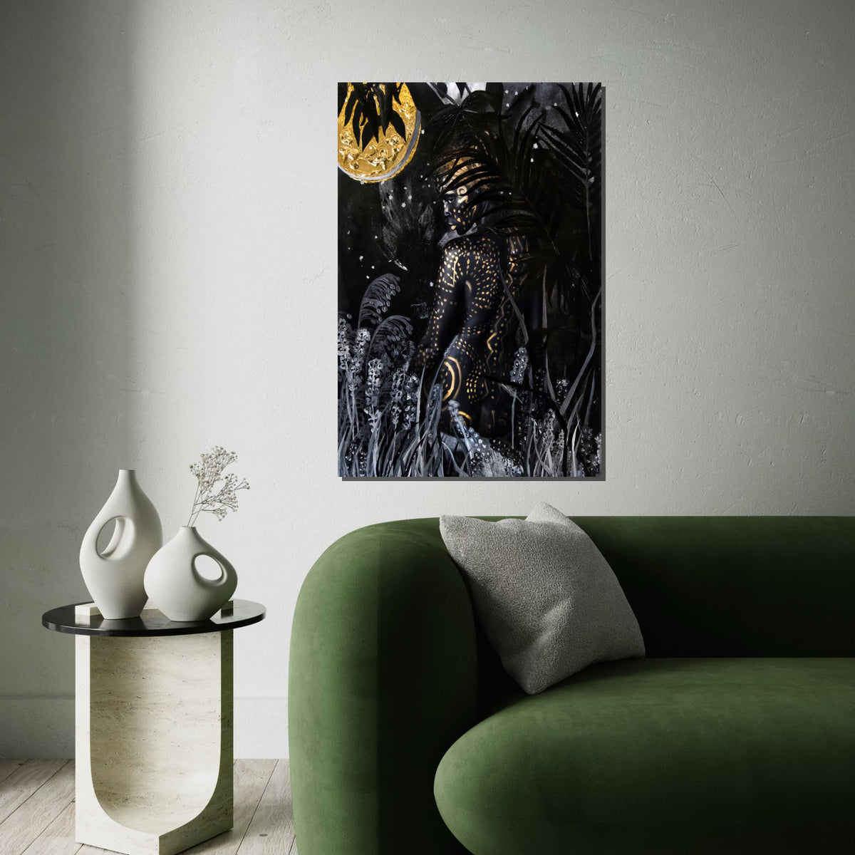 Midnight Jungle Silhouette Canvas, Abstract Nature Art, Ethereal Wall Print, Art Canvas Design, Ready To Hang Home Décor