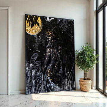 Midnight Jungle Silhouette Canvas, Abstract Nature Art, Ethereal Wall Print, Art Canvas Design, Ready To Hang Home Décor
