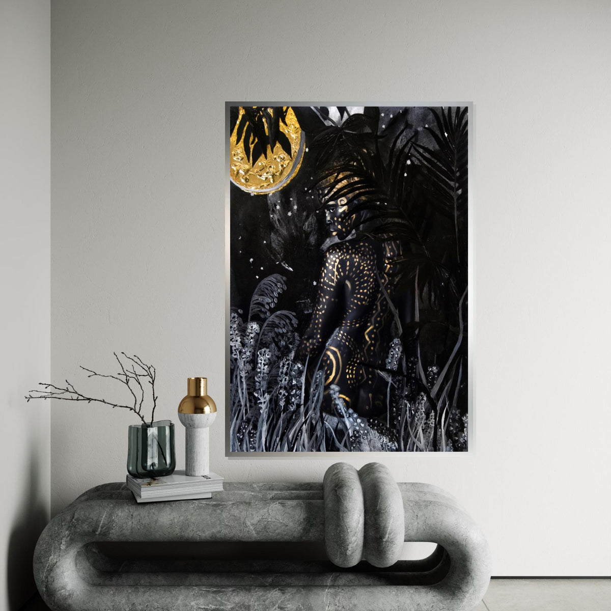 Midnight Jungle Silhouette Canvas, Abstract Nature Art, Ethereal Wall Print, Art Canvas Design, Ready To Hang Home Décor