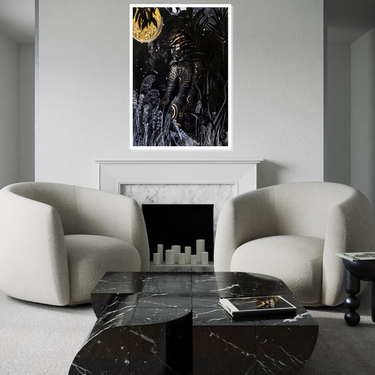 Midnight Jungle Silhouette Canvas, Abstract Nature Art, Ethereal Wall Print, Art Canvas Design, Ready To Hang Home Décor