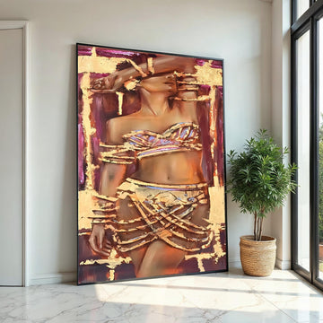 Gilded Elegance Canvas, Abstract Body Art, Textured Glamour, Wall Art Canvas Design, Ready To Hang Decoration