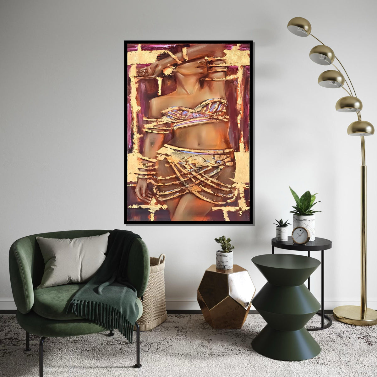 Gilded Elegance Canvas, Abstract Body Art, Textured Glamour, Wall Art Canvas Design, Ready To Hang Decoration