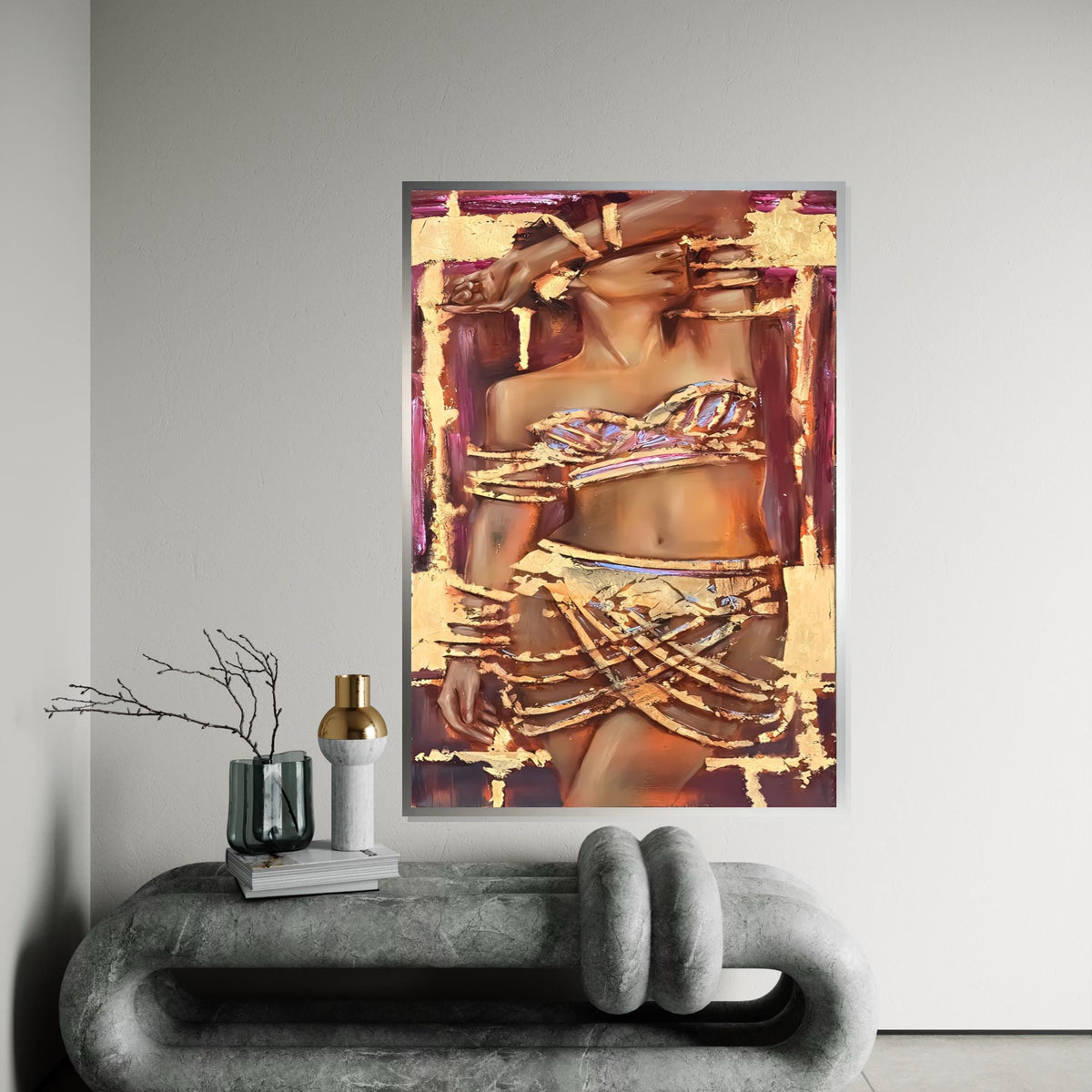 Gilded Elegance Canvas, Abstract Body Art, Textured Glamour, Wall Art Canvas Design, Ready To Hang Decoration