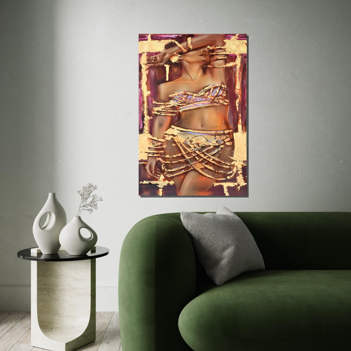 Gilded Elegance Canvas, Abstract Body Art, Textured Glamour, Wall Art Canvas Design, Ready To Hang Decoration