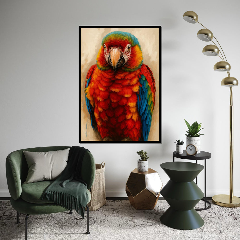 Colorful Parrot Canvas, Parrot Wall Art, Macaw Print, Bird Poster, Wall Art Canvas Design, Ready to Hang Decoration, Print Art