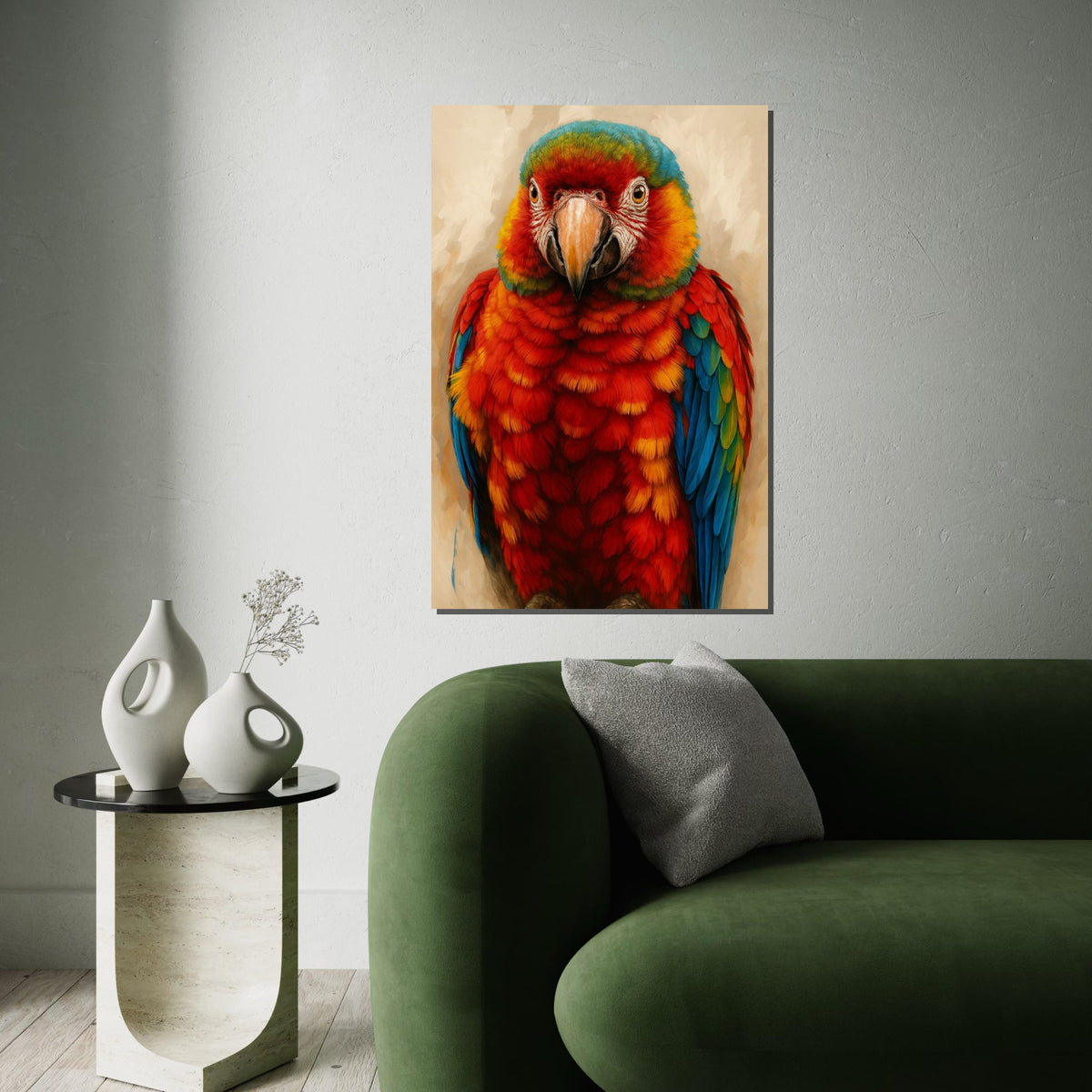 Colorful Parrot Canvas, Parrot Wall Art, Macaw Print, Bird Poster, Wall Art Canvas Design, Ready to Hang Decoration, Print Art
