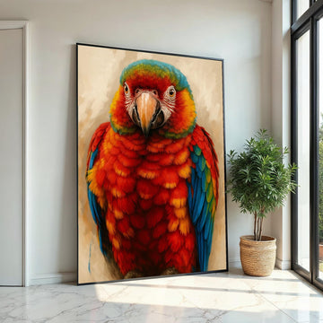 Colorful Parrot Canvas, Parrot Wall Art, Macaw Print, Bird Poster, Wall Art Canvas Design, Ready to Hang Decoration, Print Art