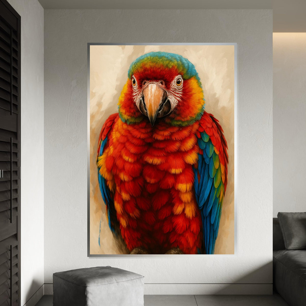 Colorful Parrot Canvas, Parrot Wall Art, Macaw Print, Bird Poster, Wall Art Canvas Design, Ready to Hang Decoration, Print Art