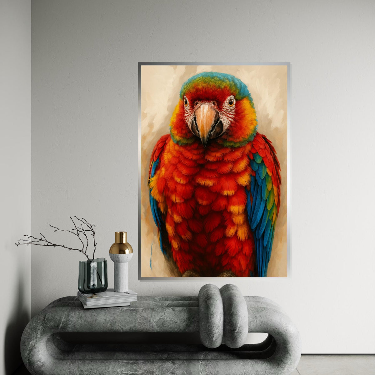 Colorful Parrot Canvas, Parrot Wall Art, Macaw Print, Bird Poster, Wall Art Canvas Design, Ready to Hang Decoration, Print Art