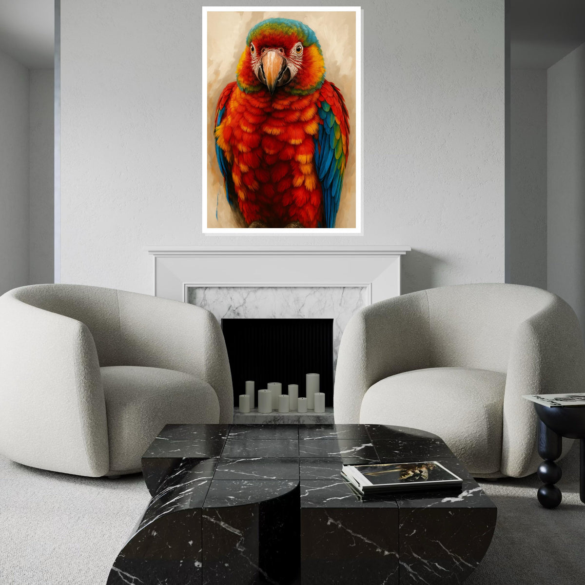 Colorful Parrot Canvas, Parrot Wall Art, Macaw Print, Bird Poster, Wall Art Canvas Design, Ready to Hang Decoration, Print Art