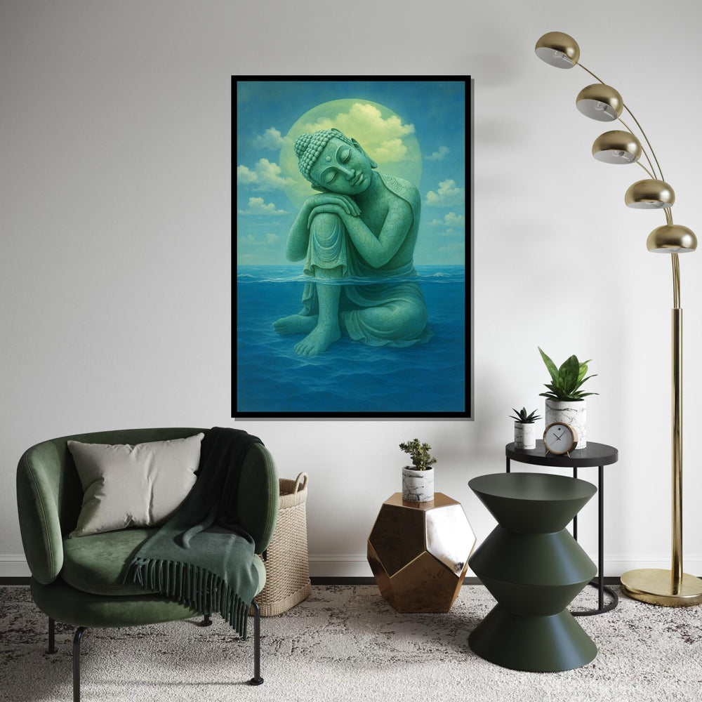 Serene Buddha Canvas, Buddha in Ocean Wall Art, Zen Decor, Wall Art Canvas Design, Ready to Hang Calmness Print, Wall Decor Art