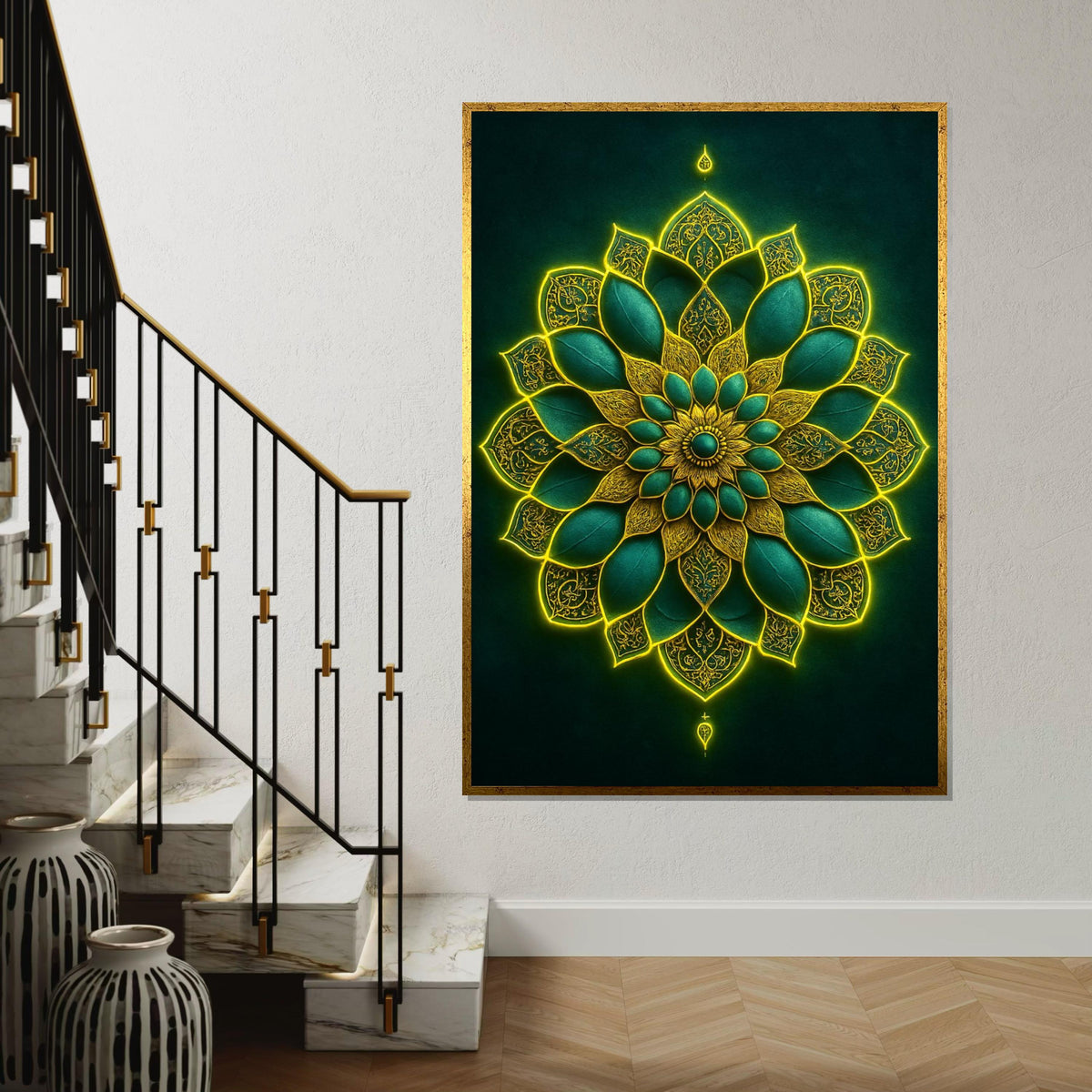 Mandala Radiance Canvas, Bohemian Pattern Art, Intricate Wall Art, Lotus Design, Canvas Wall Decor, Ready to Hang