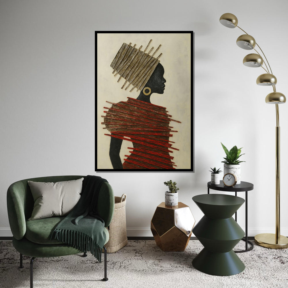 African Silhouette Canvas,Afro Art,Elegant Woman Art,Tribal Headdress Wall Print, Fashion Poster,Wall Art Canvas Design, Ready to Hang Decor