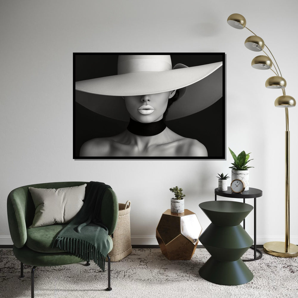 Chic Elegance Canvas, Fashion Art, Minimalist Woman Canvas, Wall Art Design, Framed Art Print, Ready to Hang Decoration, Monochrome Beauty
