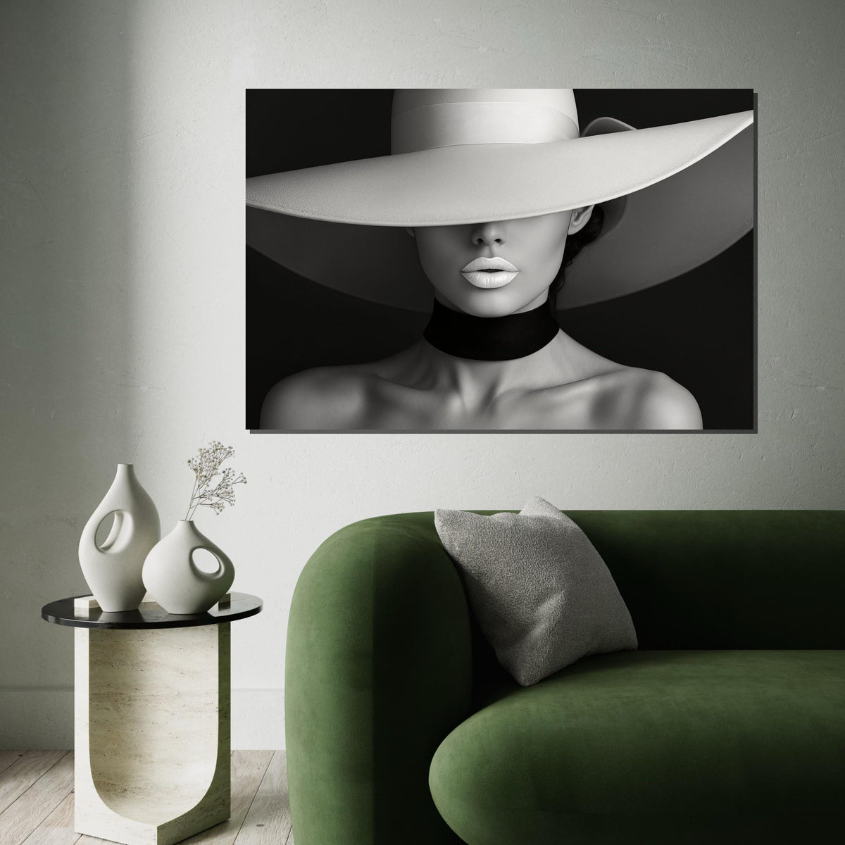 Chic Elegance Canvas, Fashion Art, Minimalist Woman Canvas, Wall Art Design, Framed Art Print, Ready to Hang Decoration, Monochrome Beauty