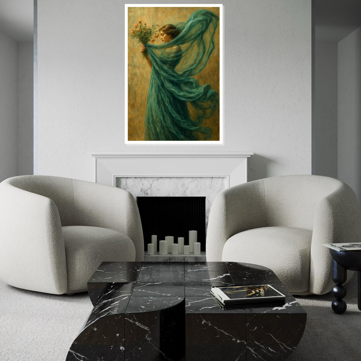 Ethereal Woman, Floral Canvas Art, Whimsical Lady Figure, Wall Art Canvas Design, Elegant Home Decor, Framed Ready To Hang