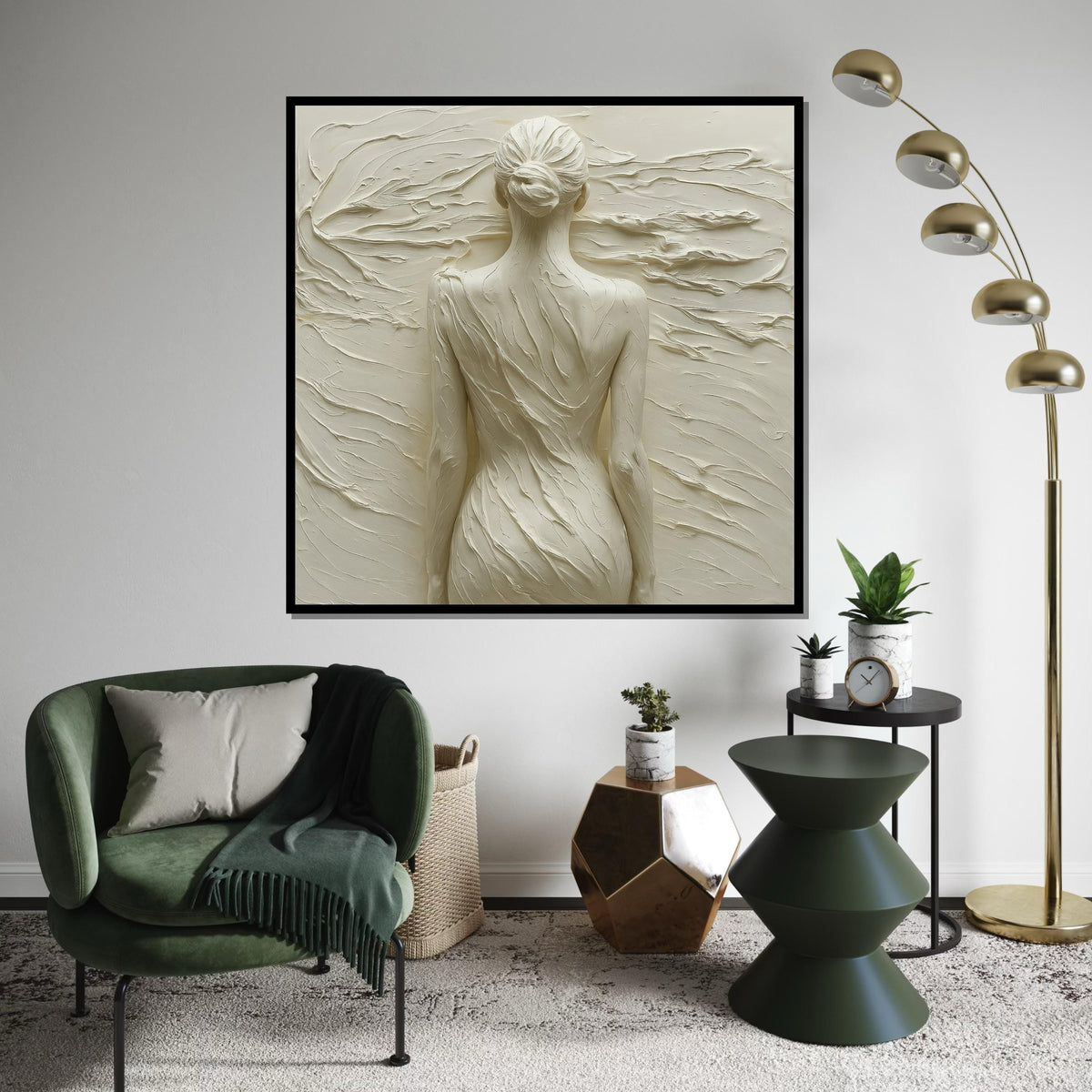 Print Art, Female Form Canvas, Abstract Body Art, Sculptural Wall Art, Beige Relief Painting, Wall Art Canvas Design, Ready to Hang