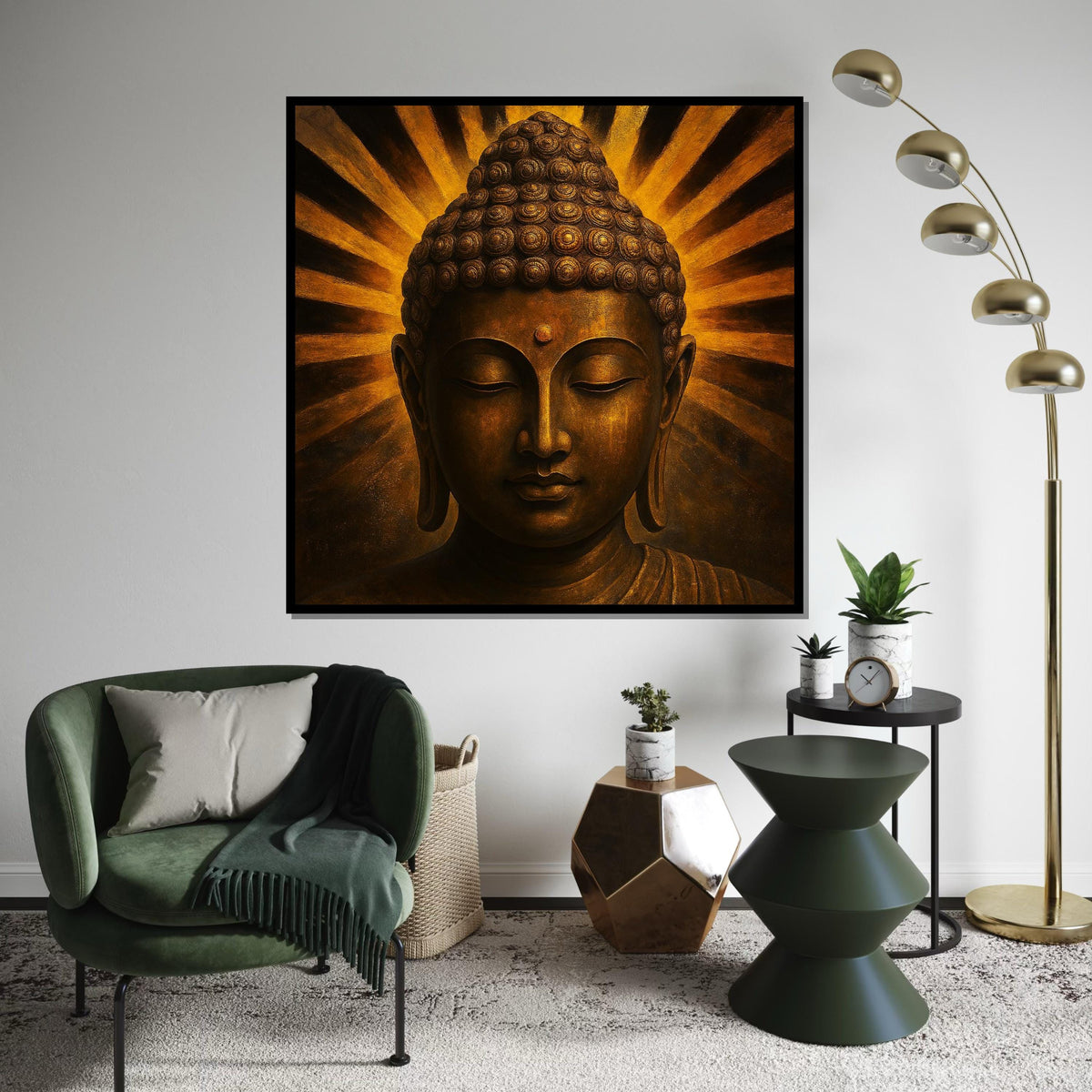 Golden Buddha Canvas, Meditation Wall Art, Spiritual Decor, Enlightenment Bronze Tone, Wall Art Canvas Design, Ready to Hang