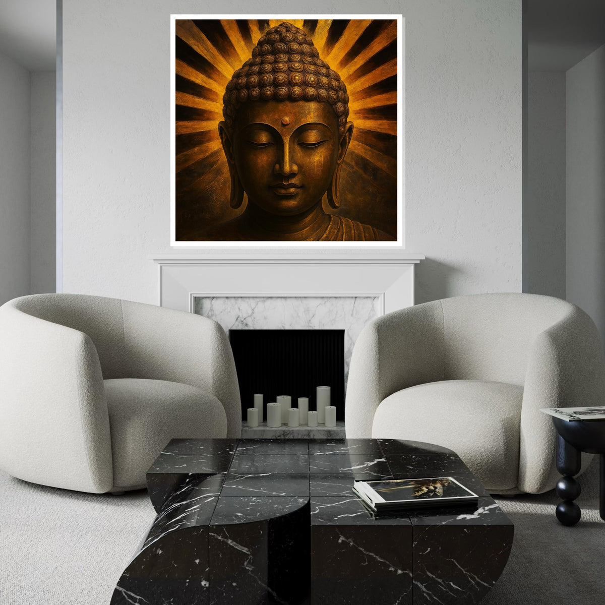 Golden Buddha Canvas, Meditation Wall Art, Spiritual Decor, Enlightenment Bronze Tone, Wall Art Canvas Design, Ready to Hang