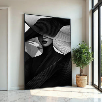 Abstract Elegance Portrait, Monochrome Canvas Art, Fashion Wall Art, Black and White Canvas Design, Ready to Hang Home Decor