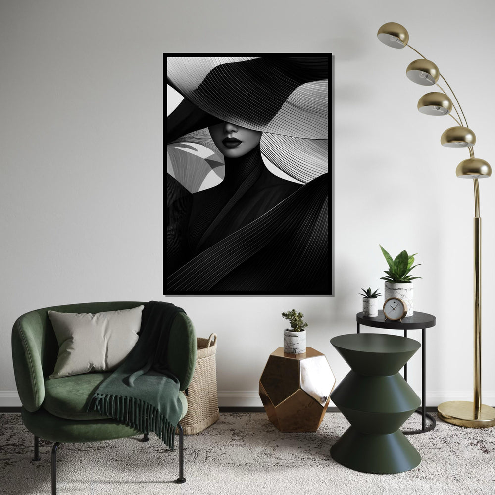 Abstract Elegance Portrait, Monochrome Canvas Art, Fashion Wall Art, Black and White Canvas Design, Ready to Hang Home Decor