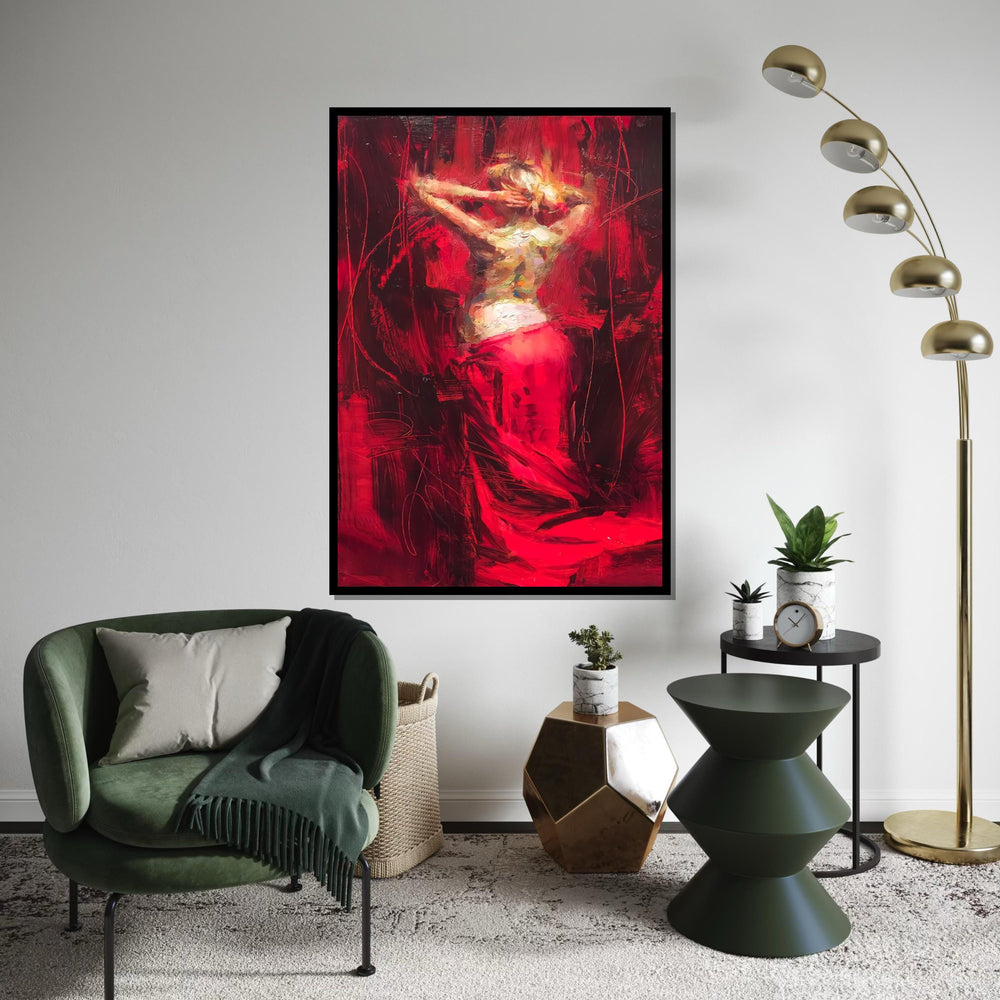 Red Dance Canvas Art, Abstract Woman, Bold Wall Art, Female Silhouette, Impressionist Style, Modern Canvas, Ready To Hang Decor