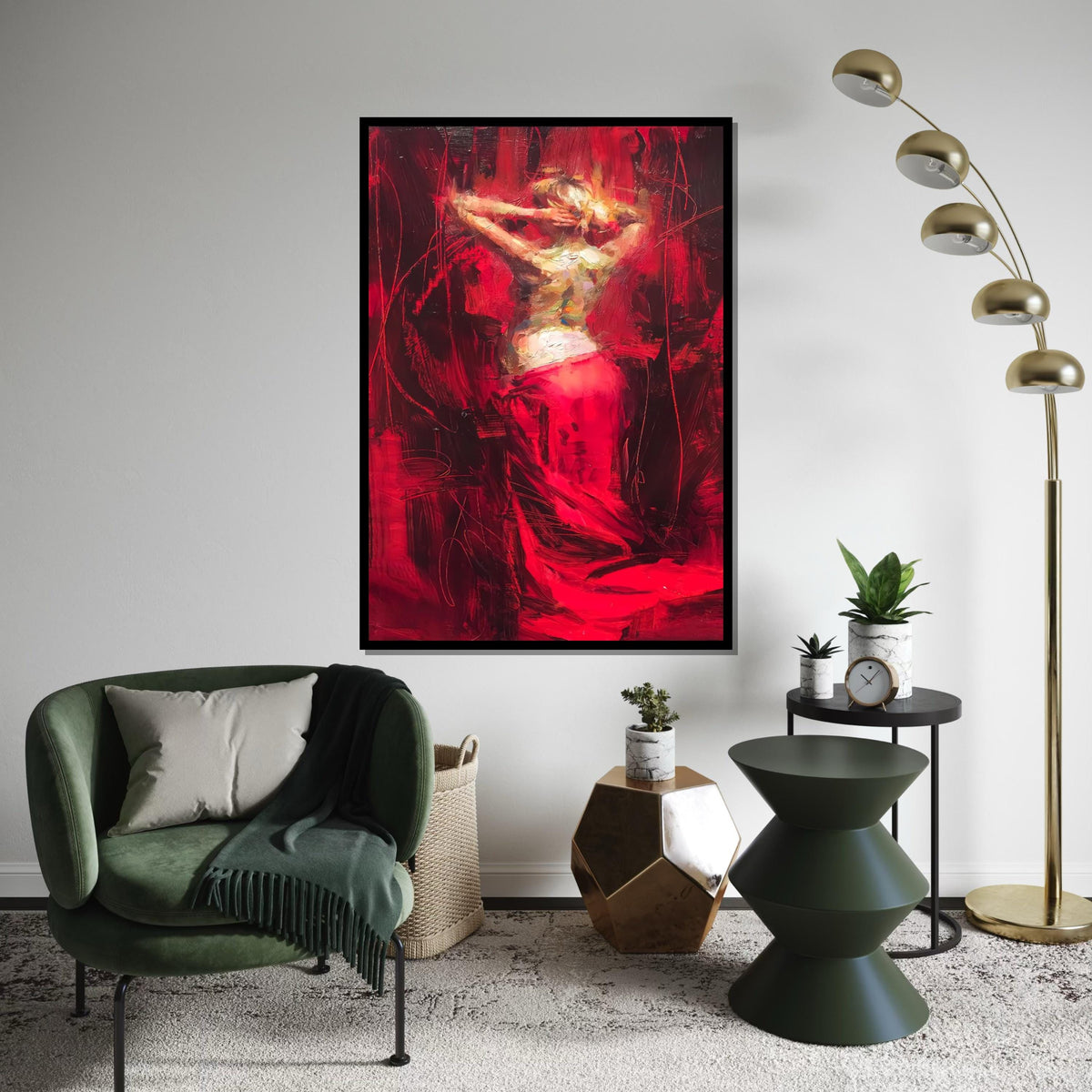 Red Dance Canvas Art, Abstract Woman, Bold Wall Art, Female Silhouette, Impressionist Style, Modern Canvas, Ready To Hang Decor