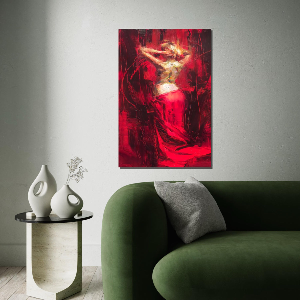 Red Dance Canvas Art, Abstract Woman, Bold Wall Art, Female Silhouette, Impressionist Style, Modern Canvas, Ready To Hang Decor