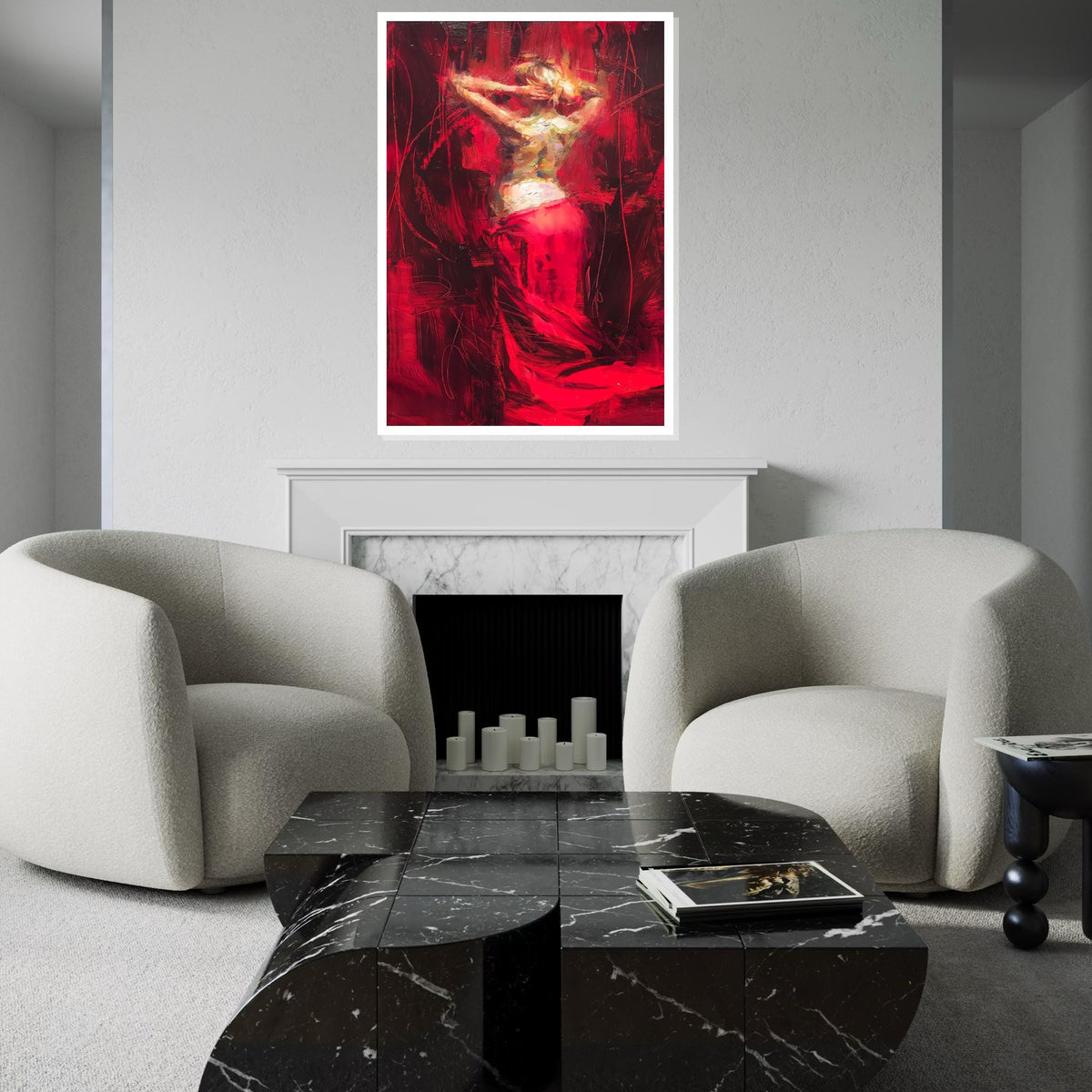 Red Dance Canvas Art, Abstract Woman, Bold Wall Art, Female Silhouette, Impressionist Style, Modern Canvas, Ready To Hang Decor