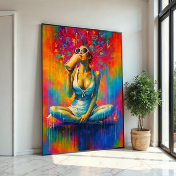 Colorful Portrait Canvas, Vibrant Woman Wall Art, Multicolor Abstract Design, Glamour Art Print, Wall Art Canvas, Ready To Hang Décor