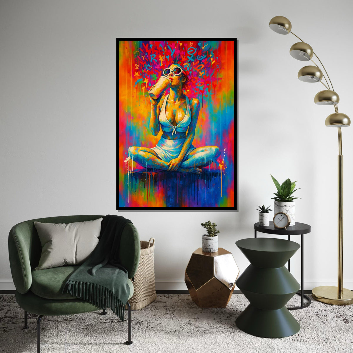 Colorful Portrait Canvas, Vibrant Woman Wall Art, Multicolor Abstract Design, Glamour Art Print, Wall Art Canvas, Ready To Hang Décor