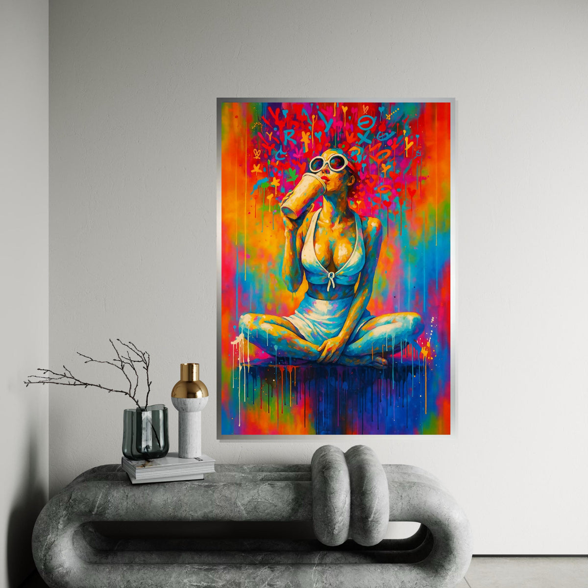 Colorful Portrait Canvas, Vibrant Woman Wall Art, Multicolor Abstract Design, Glamour Art Print, Wall Art Canvas, Ready To Hang Décor
