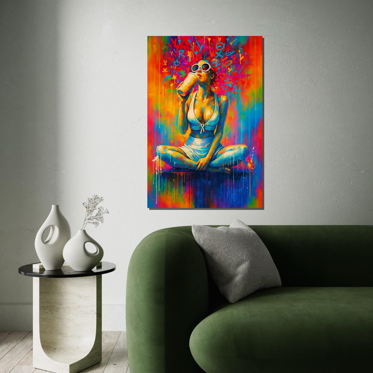 Colorful Portrait Canvas, Vibrant Woman Wall Art, Multicolor Abstract Design, Glamour Art Print, Wall Art Canvas, Ready To Hang Décor