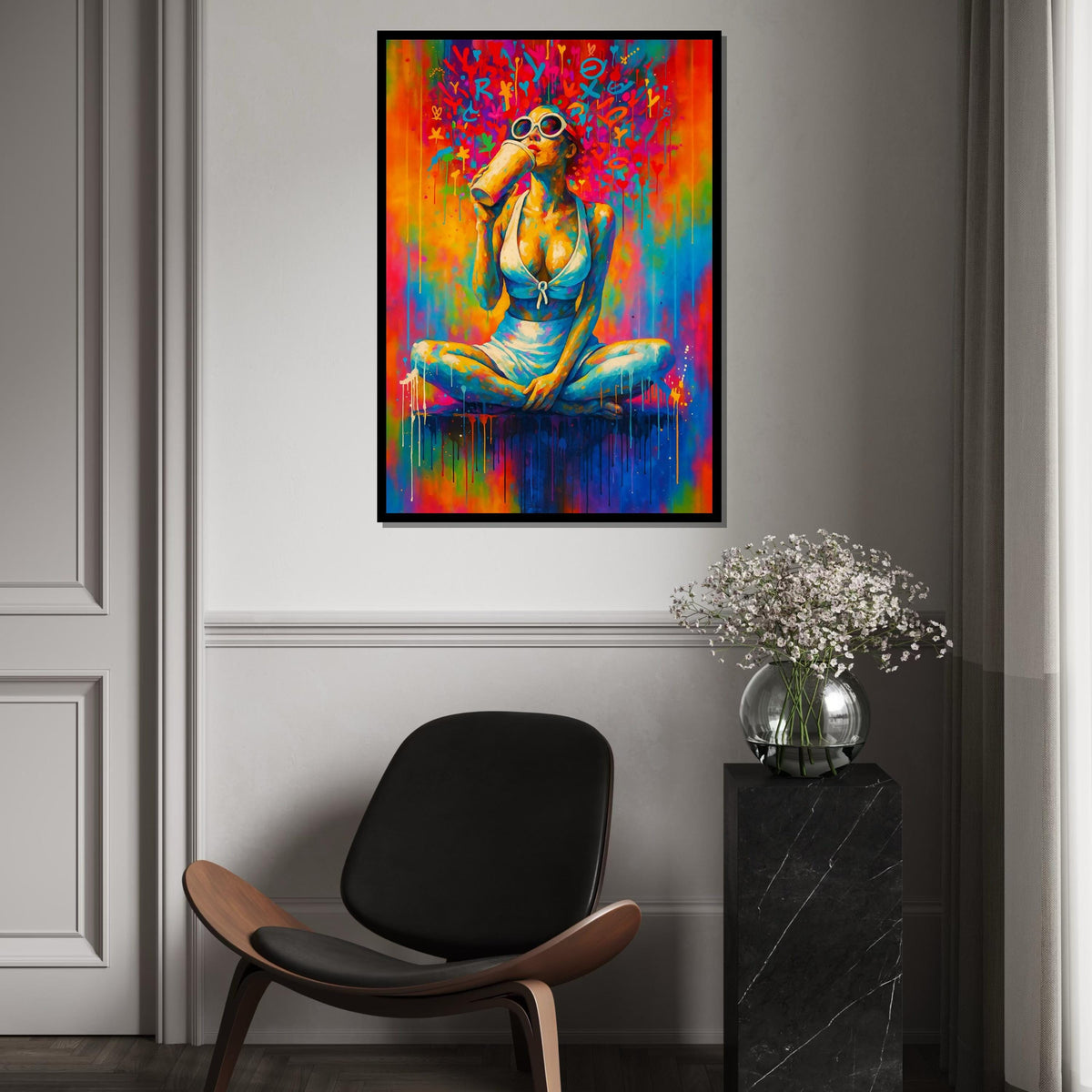 Colorful Portrait Canvas, Vibrant Woman Wall Art, Multicolor Abstract Design, Glamour Art Print, Wall Art Canvas, Ready To Hang Décor