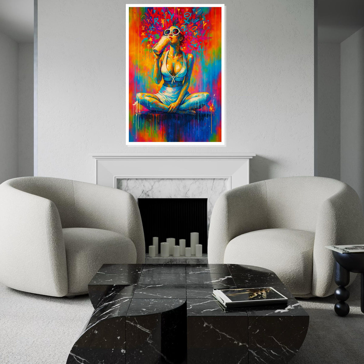 Colorful Portrait Canvas, Vibrant Woman Wall Art, Multicolor Abstract Design, Glamour Art Print, Wall Art Canvas, Ready To Hang Décor