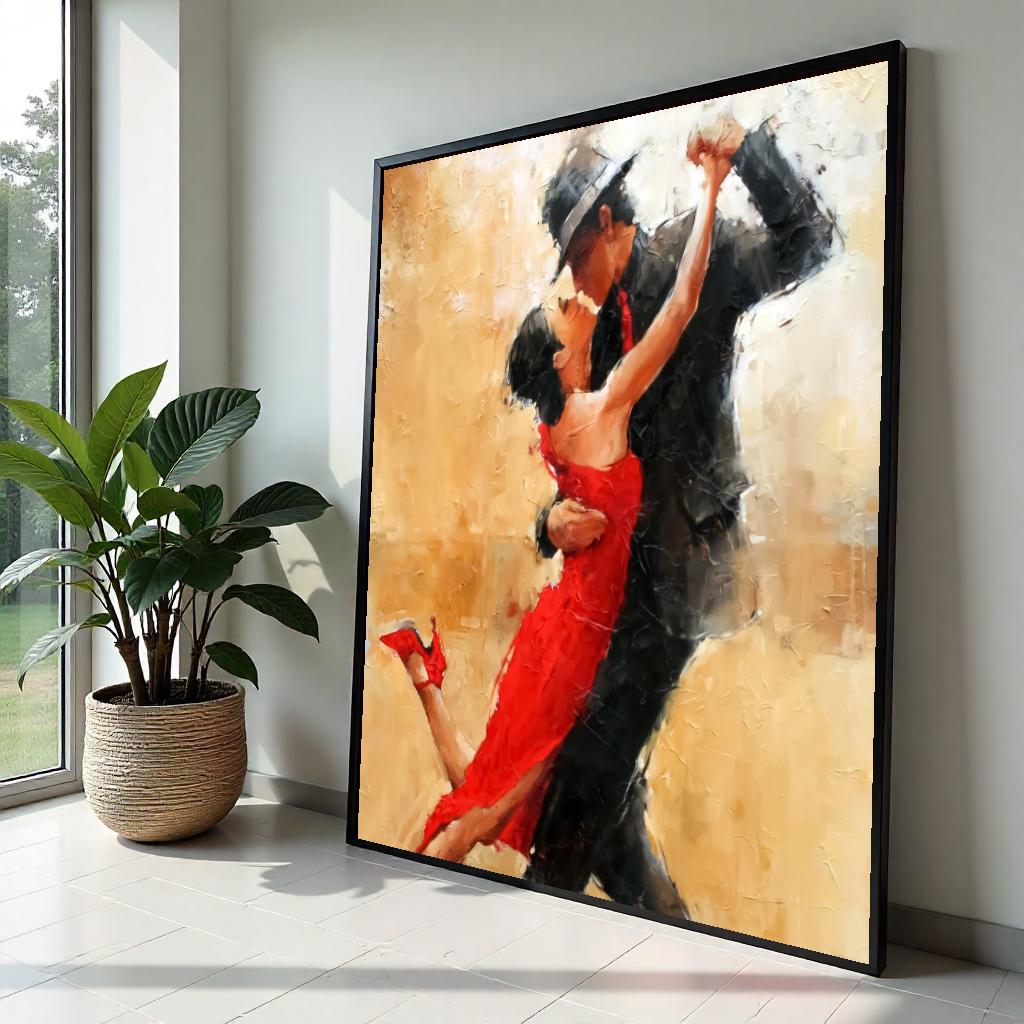 Tango Dancers Canvas, Passionate Dance Art, Romantic Dancing Wall Print, Elegant Couples Art, Wall Art Canvas Design, Ready to Hang