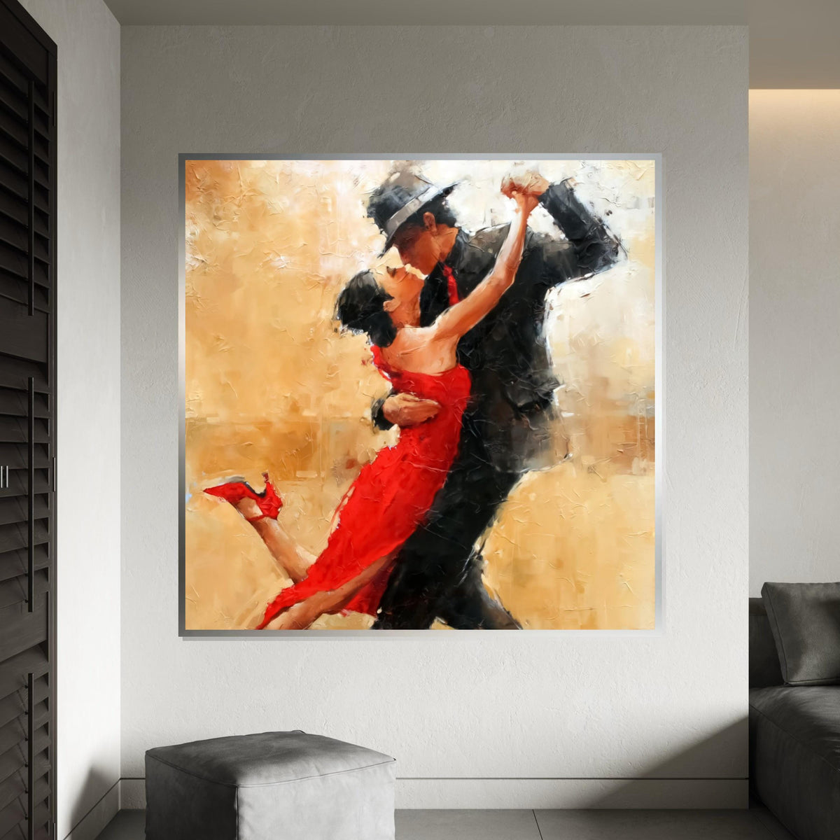 Tango Dancers Canvas, Passionate Dance Art, Romantic Dancing Wall Print, Elegant Couples Art, Wall Art Canvas Design, Ready to Hang