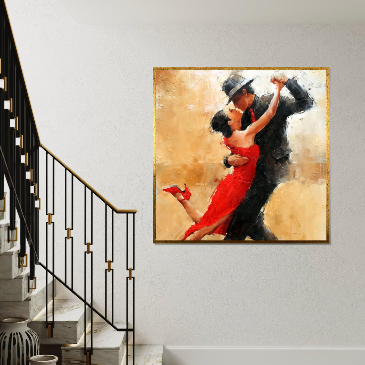 Tango Dancers Canvas, Passionate Dance Art, Romantic Dancing Wall Print, Elegant Couples Art, Wall Art Canvas Design, Ready to Hang