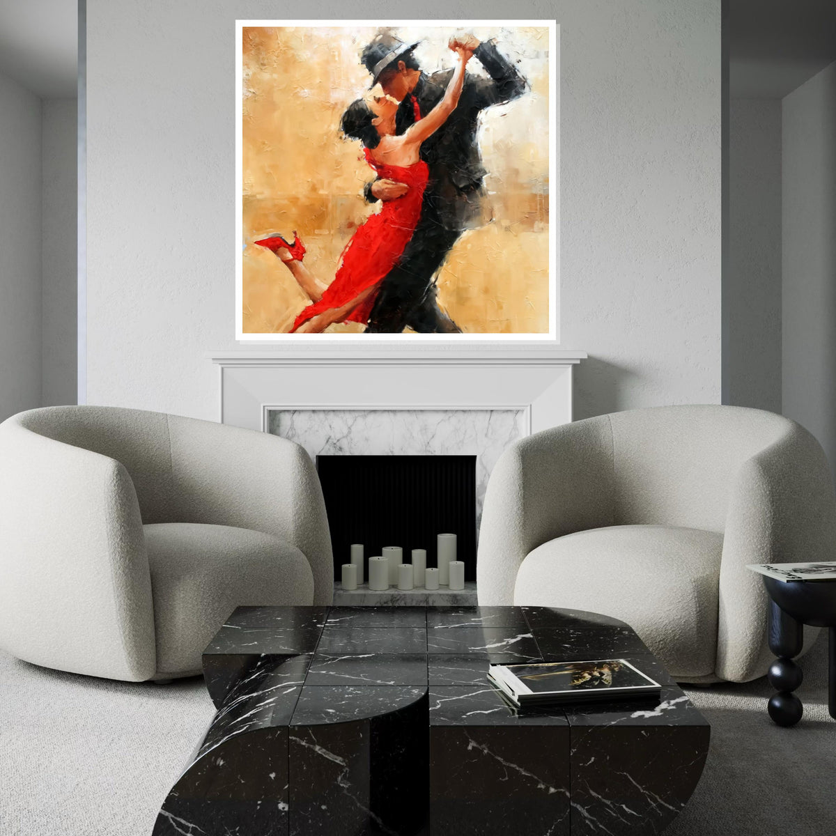 Tango Dancers Canvas, Passionate Dance Art, Romantic Dancing Wall Print, Elegant Couples Art, Wall Art Canvas Design, Ready to Hang