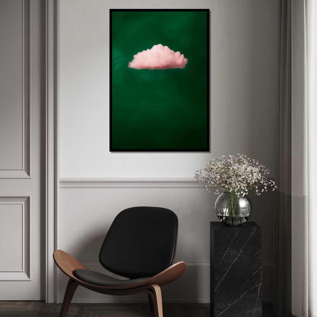 Pink Cloud Canvas, Dreamy Sky Wall Art, Pink Cloud Wall Print, Cloudscape Poster, Wall Art Canvas Design, Ready to Hang Decoration